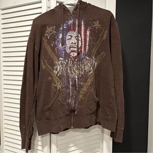 APX Brown vintage y2k Graphic Zip-Up Hoodie size XL